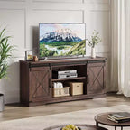 Meuble TV de ferme et centre de divertissement pour téléviseurs jusqu'à 65 pouces avec portes coulissantes type grange et étagère réglable, pour salon, chambre à coucher