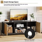 Meuble TV 3 tiroirs pour salon, meuble de rangement, console média en rotin avec pieds en métal