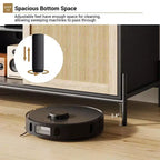 Meuble TV 3 tiroirs pour salon, meuble de rangement, console média en rotin avec pieds en métal