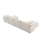 Canapé modulaire sectionnel en U 6 pièces en chenille Polibi avec deux poufs et des coussins à double couche