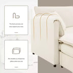 Canapé modulaire sectionnel en U 6 pièces en chenille Polibi avec deux poufs et des coussins à double couche