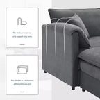 Canapé modulaire sectionnel en U 6 pièces en chenille Polibi avec deux poufs et des coussins à double couche