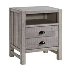 Alaterre Furniture Windsor 2-Drawer Wood Nightstand with Open Shelf  Rustic Distressed Bedside Table with Metal Glides for Kids Bedroom