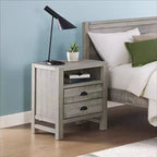 Table de chevet en bois Alaterre Furniture Windsor à 2 tiroirs avec étagère ouverte Table de chevet rustique vieillie avec glissières métalliques pour chambre d'enfant