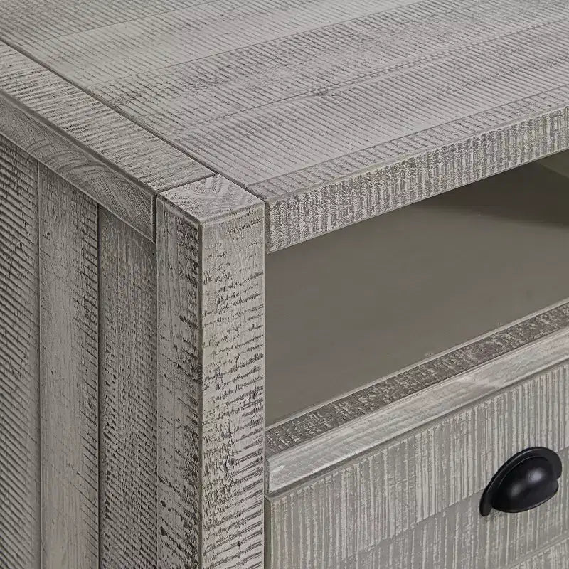 Table de chevet en bois Alaterre Furniture Windsor à 2 tiroirs avec étagère ouverte Table de chevet rustique vieillie avec glissières métalliques pour chambre d'enfant