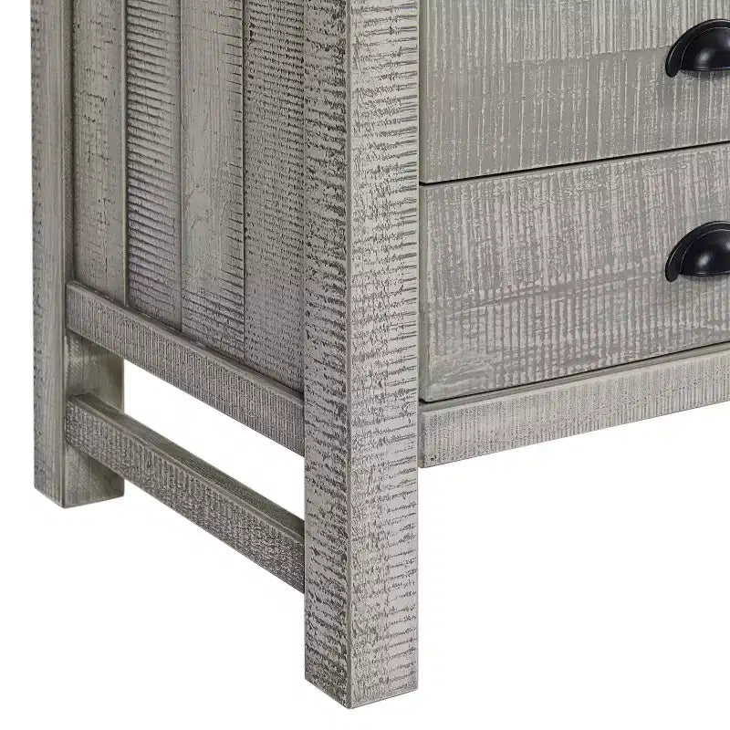 Table de chevet en bois Alaterre Furniture Windsor à 2 tiroirs avec étagère ouverte Table de chevet rustique vieillie avec glissières métalliques pour chambre d'enfant