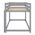 Lit superposé jumeaux en bois massif avec échelle et barrières de sécurité pour adolescents et adultes, meuble de chambre à coucher à cadre bas.