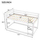 Lit superposé jumeaux en bois massif avec échelle et barrières de sécurité pour adolescents et adultes, meuble de chambre à coucher à cadre bas.