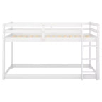 Lit superposé jumeaux en bois massif avec échelle et barrières de sécurité pour adolescents et adultes, meuble de chambre à coucher à cadre bas.