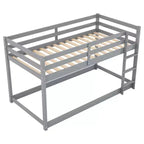 Lit superposé jumeaux en bois massif avec échelle et barrières de sécurité pour adolescents et adultes, meuble de chambre à coucher à cadre bas.