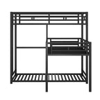 Lit superposé en métal pour 3 enfants, cadre de lit superposé triple en forme de L de taille double, lit superposé à 3 lits pour enfants, adolescents et adultes, noir