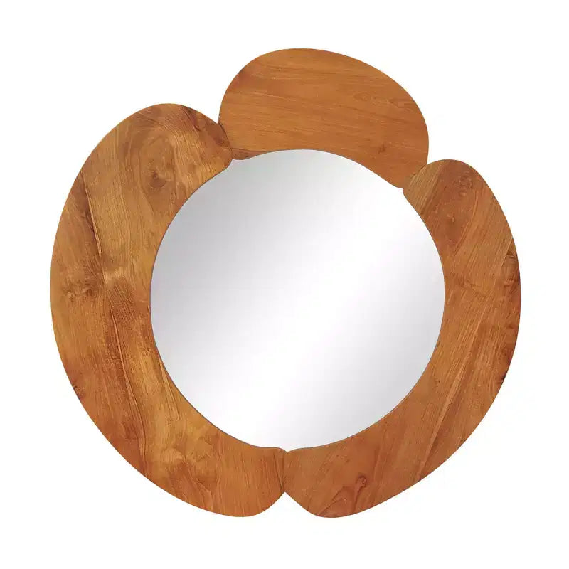Miroir Mural Irrégulier Costway 73,6 cm Miroir de Vanité Suspendu Rustique avec Cadre en Bois de Teck