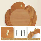 Miroir Mural Irrégulier Costway 73,6 cm Miroir de Vanité Suspendu Rustique avec Cadre en Bois de Teck