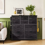 Commode à 12 tiroirs avec poche latérale, structure en acier, plateau en bois pour chambre à coucher, chambre d'enfant, placard, entrée