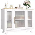 COZONY 36 Buffet avec portes en verre cannelé, étagère réglable, meuble de rangement moderne pour bar à café, pour cuisine et salle à manger
