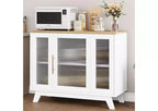 COZONY 36 Buffet avec portes en verre cannelé, étagère réglable, meuble de rangement moderne pour bar à café, pour cuisine et salle à manger