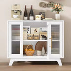 COZONY 36 Buffet avec portes en verre cannelé, étagère réglable, meuble de rangement moderne pour bar à café, pour cuisine et salle à manger