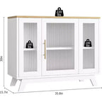 COZONY 36 Buffet avec portes en verre cannelé, étagère réglable, meuble de rangement moderne pour bar à café, pour cuisine et salle à manger