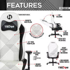 Chaise de jeu Techni Sport RTA-TS68C-WHT Comfort Edge, blanche