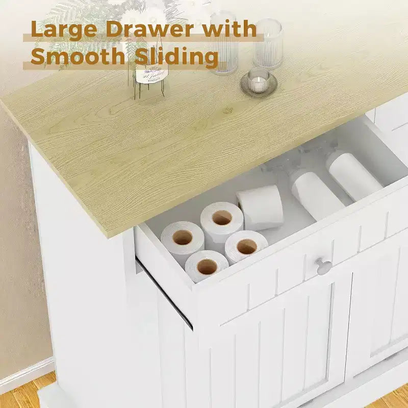 Meuble poubelle basculant avec tiroir escamotable, rangement de poubelle de cuisine de 75 litres pour salon