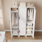 GustoWave Armoire de rangement avec portes, armoire en bois de 72 po avec tringle de suspension, armoire de rangement étroite et haute avec étagères réglables