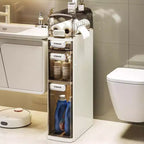 Meuble de rangement de salle de bain à 4 niveaux, armoire de rangement étroite avec tiroirs transparents, étagère autoportante, organisateur mince pour salle de bain ou bureau, 18x41x78cm