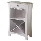Kings Brand Hiland Meuble Bar Range-Bouteilles Avec Supports À Verres Et Tiroir, Noir ou Blanc