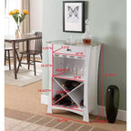 Kings Brand Hiland Meuble Bar Range-Bouteilles Avec Supports À Verres Et Tiroir, Noir ou Blanc
