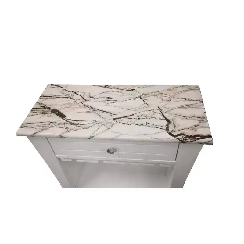 Kings Brand Hiland Meuble Bar Range-Bouteilles Avec Supports À Verres Et Tiroir, Noir ou Blanc