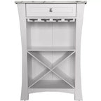 Kings Brand Hiland Meuble Bar Range-Bouteilles Avec Supports À Verres Et Tiroir, Noir ou Blanc