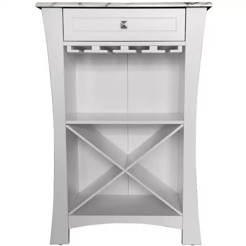 Kings Brand Hiland Meuble Bar Range-Bouteilles Avec Supports À Verres Et Tiroir, Noir ou Blanc