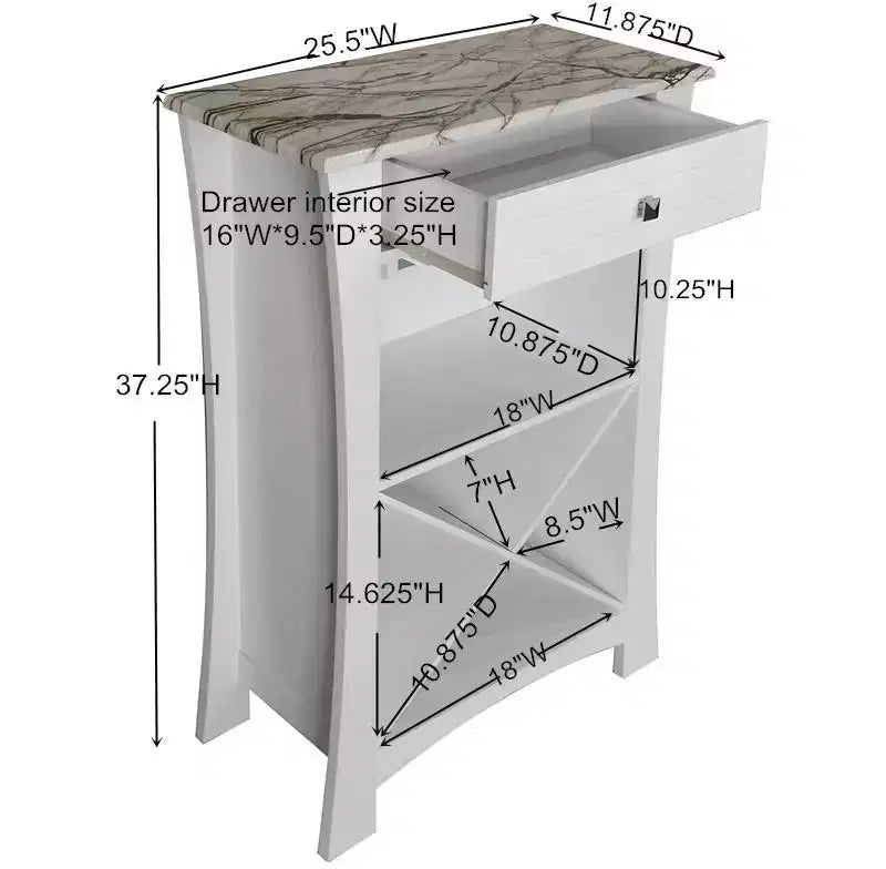 Kings Brand Hiland Meuble Bar Range-Bouteilles Avec Supports À Verres Et Tiroir, Noir ou Blanc