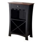 Kings Brand Hiland Meuble Bar Range-Bouteilles Avec Supports À Verres Et Tiroir, Noir ou Blanc