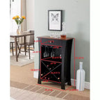 Kings Brand Hiland Meuble Bar Range-Bouteilles Avec Supports À Verres Et Tiroir, Noir ou Blanc