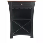 Kings Brand Hiland Meuble Bar Range-Bouteilles Avec Supports À Verres Et Tiroir, Noir ou Blanc