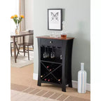 Kings Brand Hiland Bar Cabinet Wine Storage With Glass Holders & Drawer, Black or White
