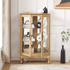 Okak Vitrine, Vitrine d'exposition avec 2 portes en verre trempé et étagères réglables, Armoire de rangement pour salon, chambre à coucher