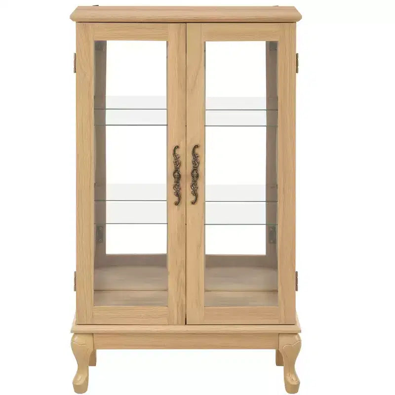 Okak Vitrine, Vitrine d'exposition avec 2 portes en verre trempé et étagères réglables, Armoire de rangement pour salon, chambre à coucher