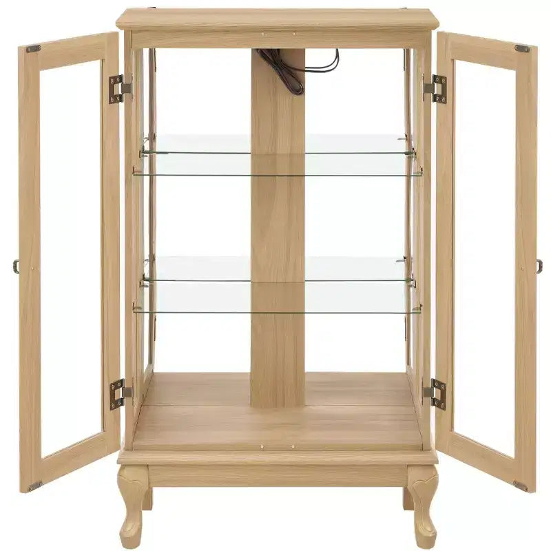 Okak Vitrine, Vitrine d'exposition avec 2 portes en verre trempé et étagères réglables, Armoire de rangement pour salon, chambre à coucher