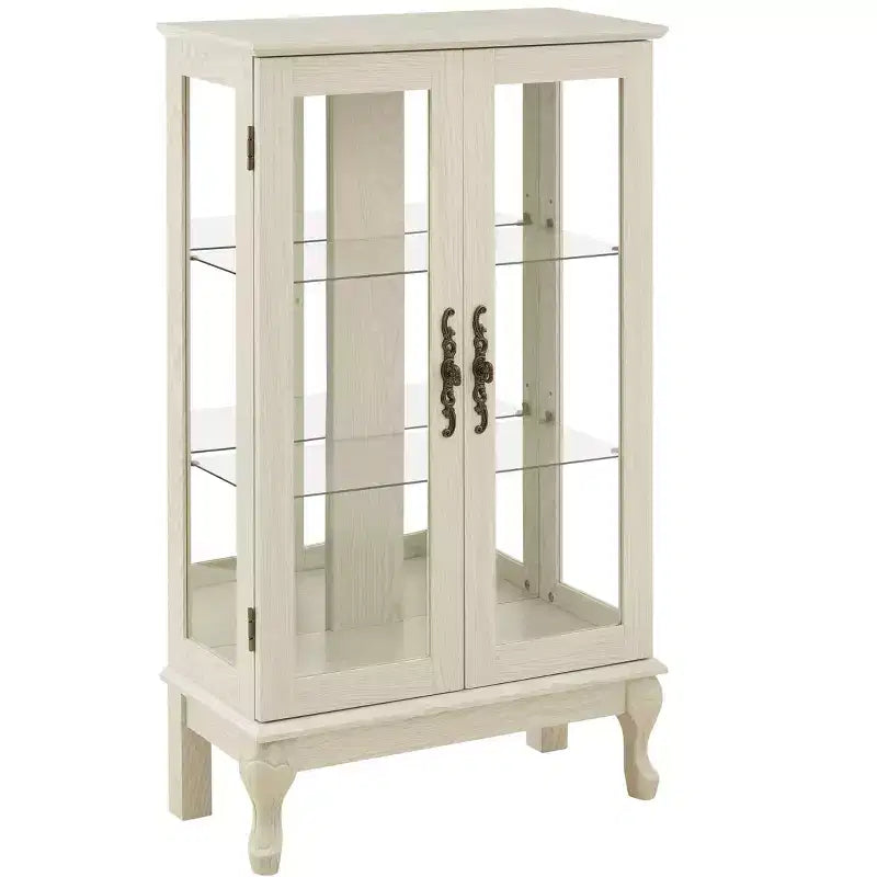 Okak Vitrine, Vitrine d'exposition avec 2 portes en verre trempé et étagères réglables, Armoire de rangement pour salon, chambre à coucher