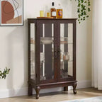 Okak Vitrine, Vitrine d'exposition avec 2 portes en verre trempé et étagères réglables, Armoire de rangement pour salon, chambre à coucher