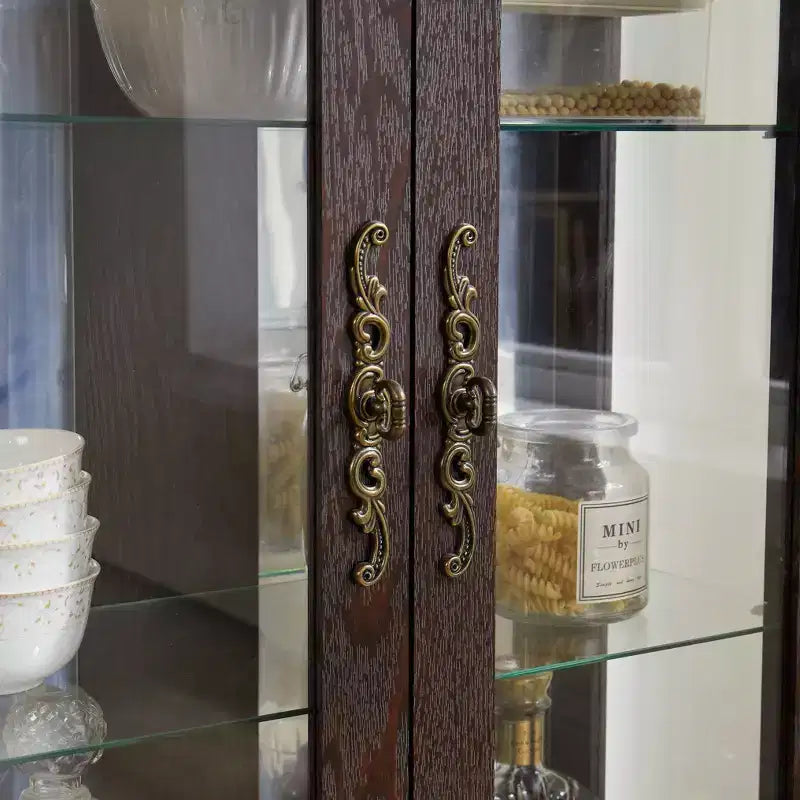Okak Vitrine, Vitrine d'exposition avec 2 portes en verre trempé et étagères réglables, Armoire de rangement pour salon, chambre à coucher