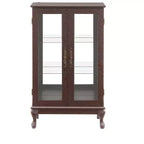 Okak Vitrine, Vitrine d'exposition avec 2 portes en verre trempé et étagères réglables, Armoire de rangement pour salon, chambre à coucher