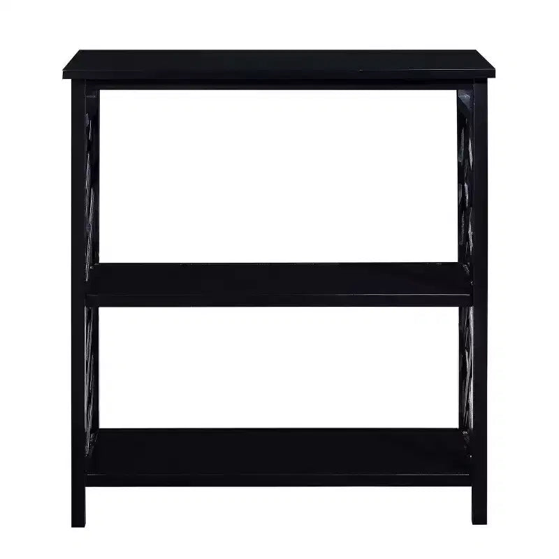 Console Hostack 3 niveaux avec étagères de rangement, pieds en bois massif pour couloir et salon, noir