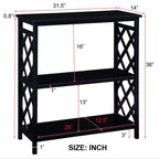 Console Hostack 3 niveaux avec étagères de rangement, pieds en bois massif pour couloir et salon, noir