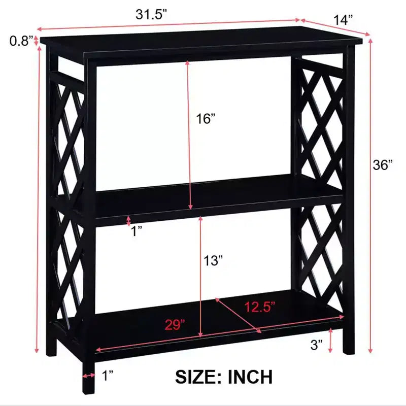Console Hostack 3 niveaux avec étagères de rangement, pieds en bois massif pour couloir et salon, noir