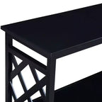 Console Hostack 3 niveaux avec étagères de rangement, pieds en bois massif pour couloir et salon, noir