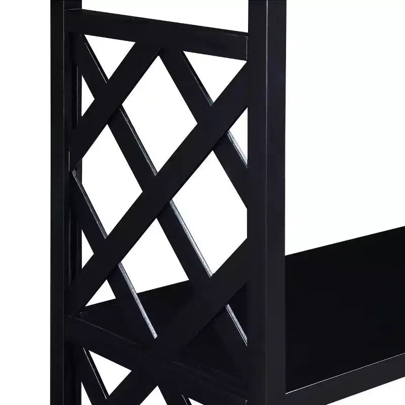 Console Hostack 3 niveaux avec étagères de rangement, pieds en bois massif pour couloir et salon, noir