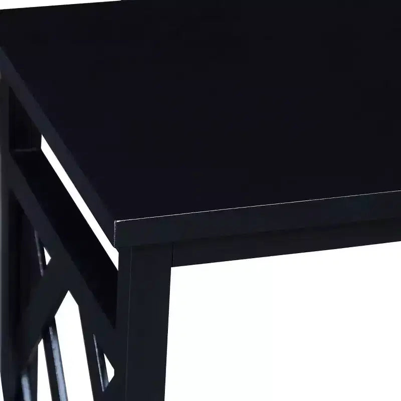 Console Hostack 3 niveaux avec étagères de rangement, pieds en bois massif pour couloir et salon, noir