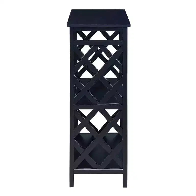 Console Hostack 3 niveaux avec étagères de rangement, pieds en bois massif pour couloir et salon, noir